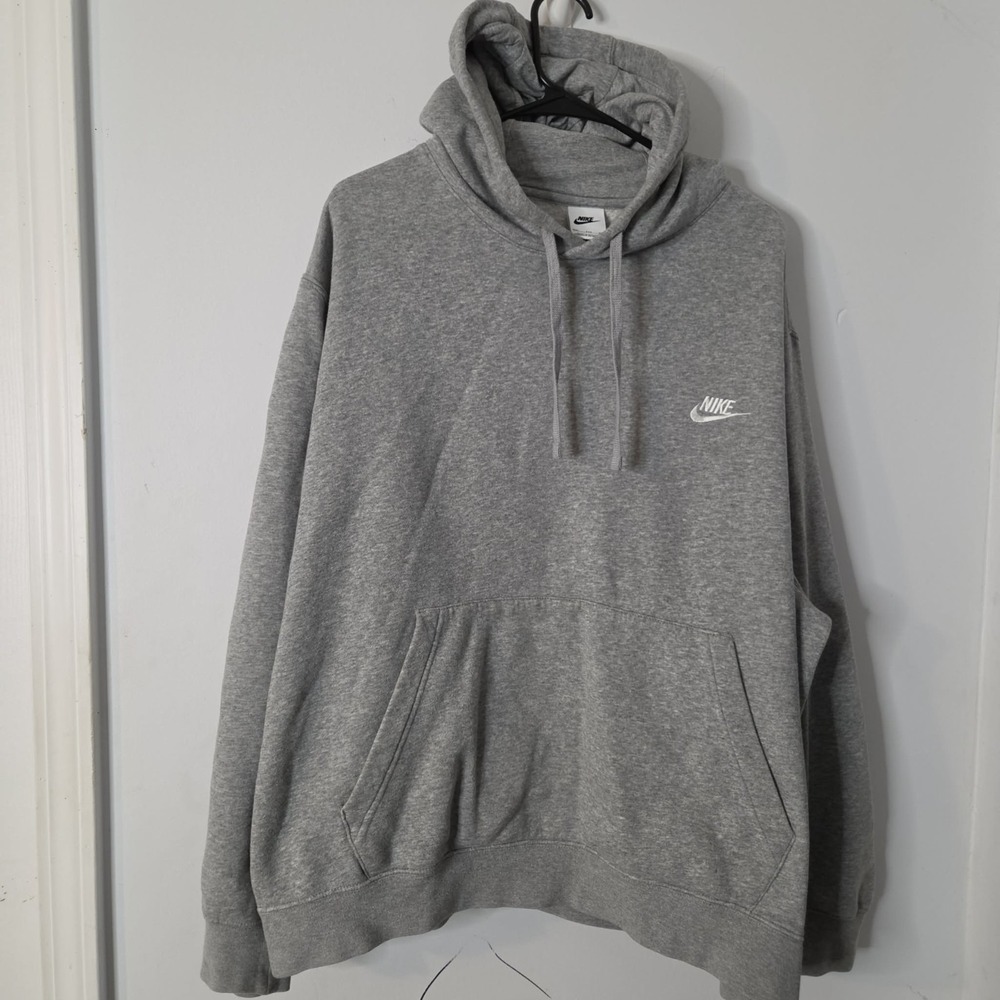 Nike Sportswear Club Fleece Hoodie Mens XXL Gray Pullover Sweatshirt BV2654-063